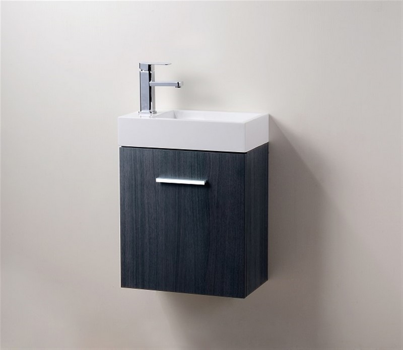 Bliss 18" High Gloss Gray Oak Wall Mount Modern Bathroom Vanity
