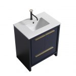 KubeBath Dolce 30″ Blue Modern Bathroom Vanity with Quartz Countertop