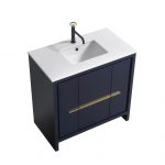 KubeBath Dolce 36″ Blue Modern Bathroom Vanity with Quartz Countertop