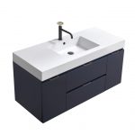 Bliss 48" Blue Wall Mount Single Sink Modern Bathroom Vanity