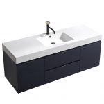Bliss 60" Blue Wall Mount Single Sink Modern Bathroom Vanity