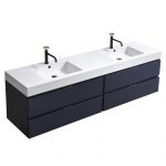 Bliss 72" Blue Wall Mount Double Sink Modern Bathroom Vanity