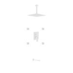 Aqua Piazza White Shower Set w/ 8" Ceiling Mount Square Rain Shower, Tub Filler and 4 Body Jets