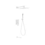 Aqua Piazza White Shower Set w/ 12" Square Rain Shower, Tub Filler and Handheld