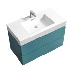 Bliss 36" Turquoise Green Wall Mount Modern Bathroom Vanity