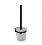 Aqua Nuon Black Toilet Brush with Frosted Glass Cup