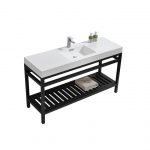 Cisco 60" Single Sink Stainless Steel Console w/ White Acrylic Sink - Matte Black