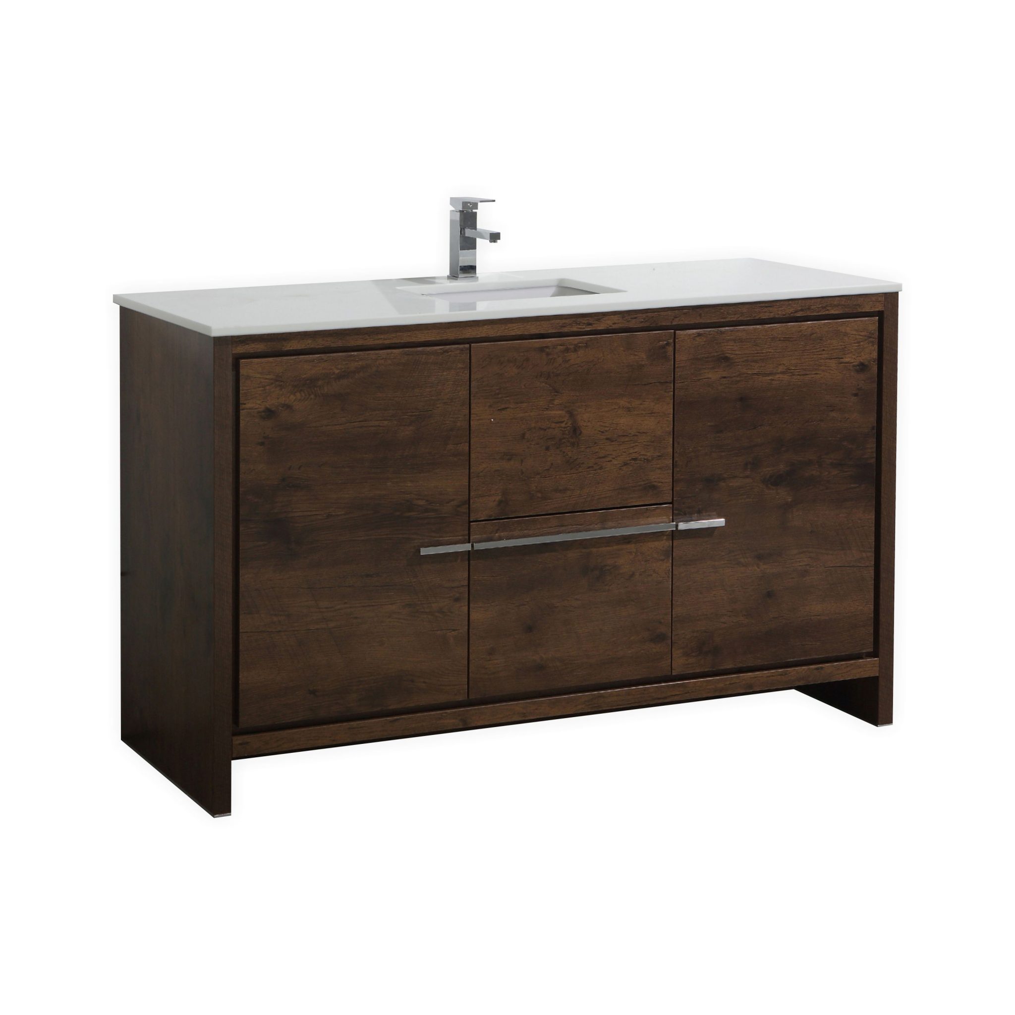 Bliss 60" Single Sink Floor Mount Nature Wood Modern Bathroom Vanity