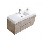 Bliss 48" Nature Wood Wall Mount Single Sink Modern Bathroom Vanity