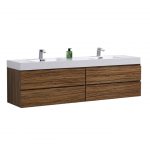 Bliss 72" Chestnut Wall Mount Double Sink Modern Bathroom Vanity