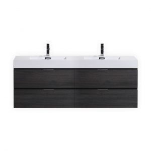 Bliss 72" Gray Oak Wall Mount Double Sink Modern Bathroom Vanity