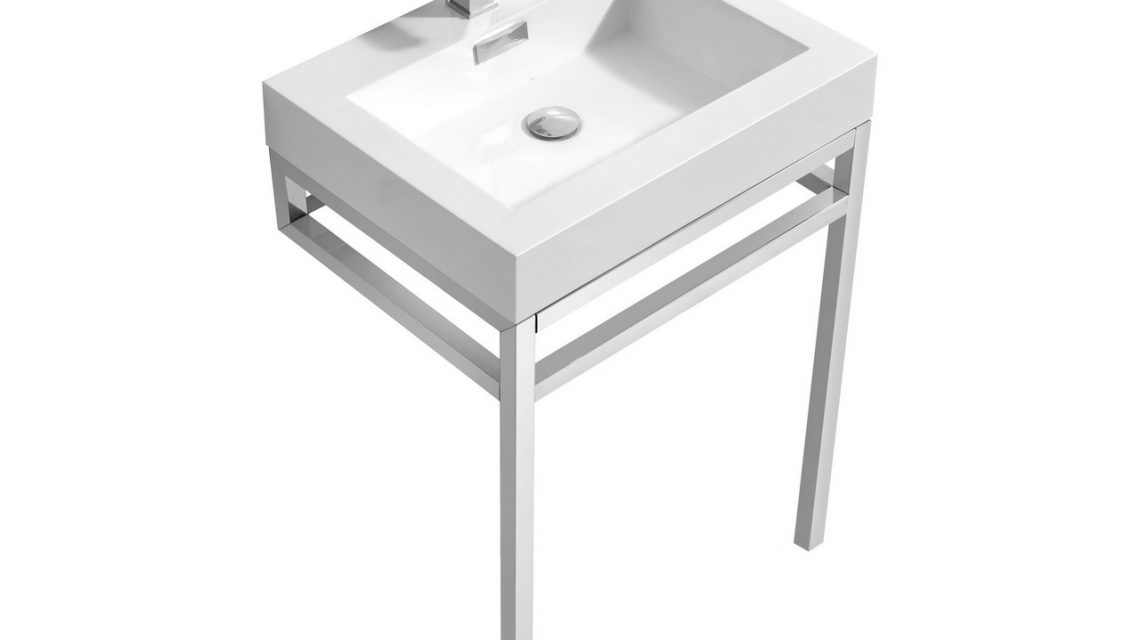 Haus 24" Stainless Steel Console w/ White Acrylic Sink - Chrome