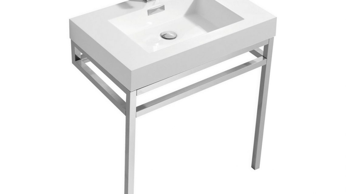 Haus 30" Stainless Steel Console w/ White Acrylic Sink - Chrome
