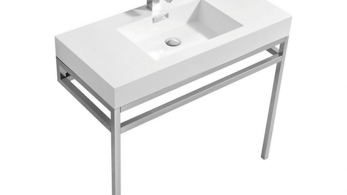 Haus 36" Stainless Steel Console w/ White Acrylic Sink - Chrome