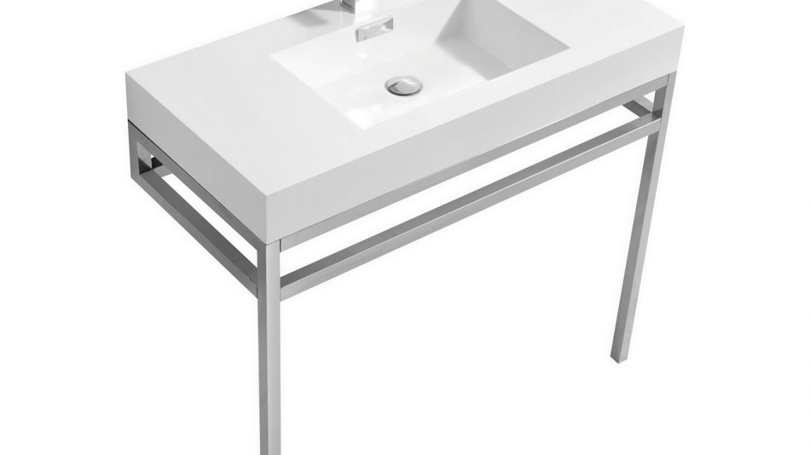 Haus 40" Stainless Steel Console w/ White Acrylic Sink - Chrome