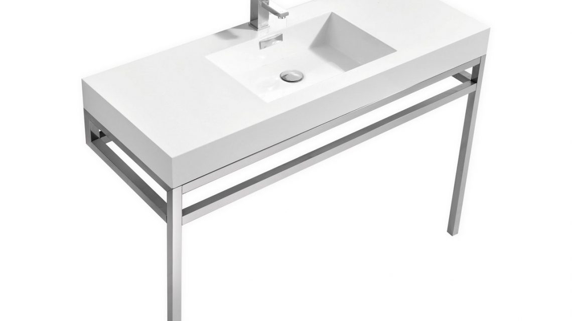 Haus 48" Stainless Steel Console w/ White Acrylic Sink - Chrome