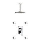 Aqua Piazza Shower Set w/ 8" Ceiling Mount Square Rain Shower and 4 Body Jets