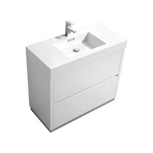 Bliss 40" High Gloss White Free Standing Modern Bathroom Vanity