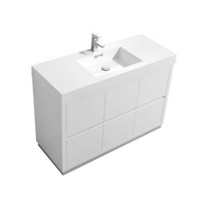 Bliss 48" High Gloss White Free Standing Modern Bathroom Vanity