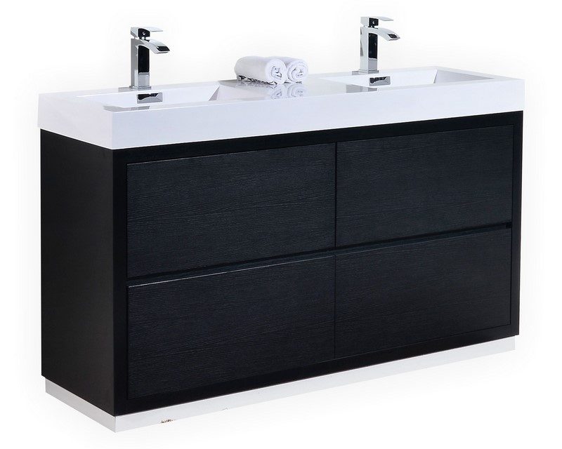 Bliss 60" Double Sink Black Free Standing Modern Bathroom Vanity