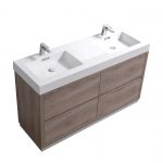 Bliss 60" Double Sink Butternut Free Standing Modern Bathroom Vanity