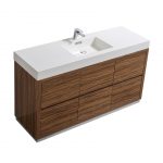 Bliss 60" Single Sink Chestnut Floor Mount Modern Bathroom Vanity
