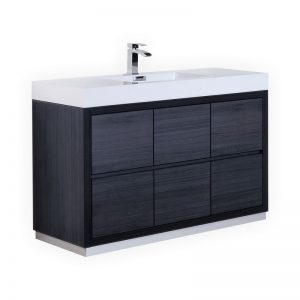 Bliss 60" Single Sink Gray Oak Free Standing Modern Bathroom Vanity