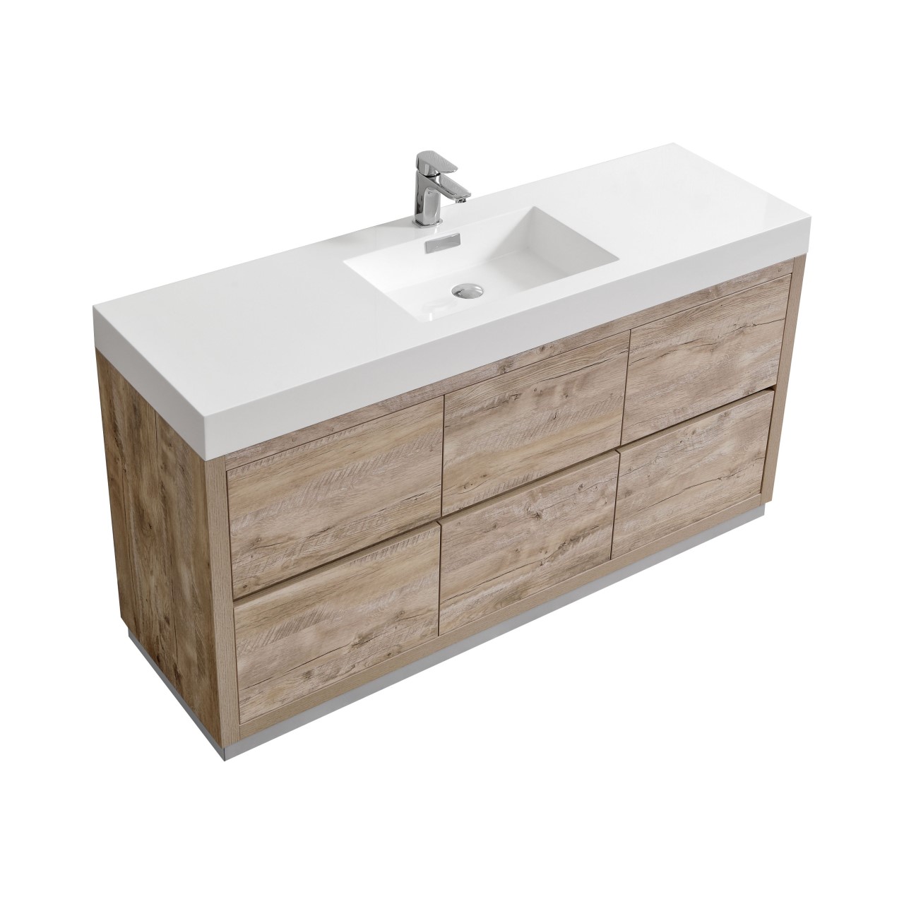 Bliss 60 Single Sink Floor Mount Nature Wood Modern Bathroom Vanity