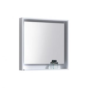 30" Wide Mirror w/ Shelve - High Gloss White