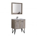 Bosco 30" Modern Bathroom Vanity w/ Quartz Countertop and Matching Mirror