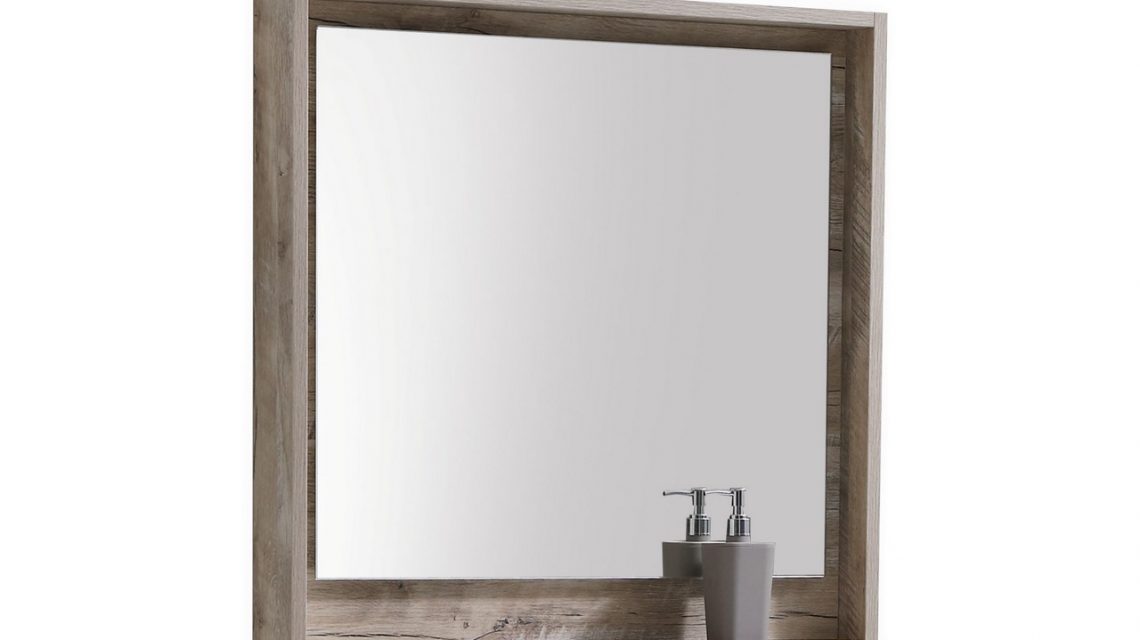 30" Wide Mirror w/ Shelve - Nature Wood