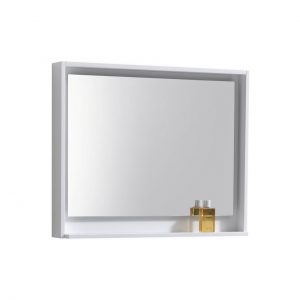 36" Wide Mirror w/ Shelve - High Gloss White
