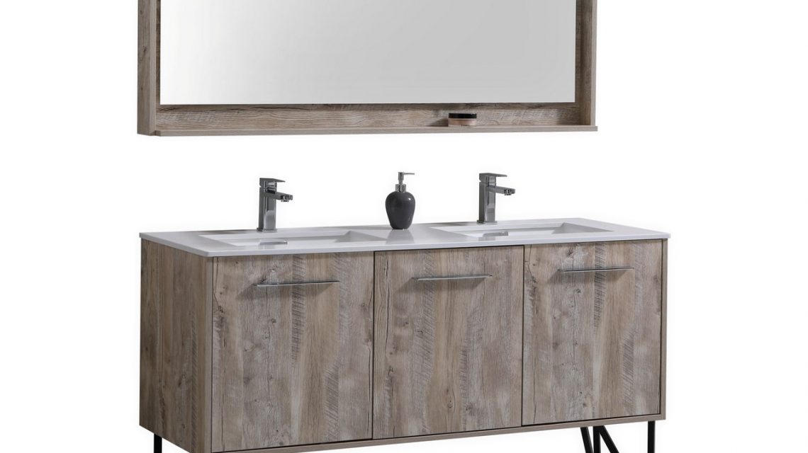 Bosco 60" Modern Bathroom Vanity w/ Quartz Countertop and Matching Mirror