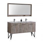 Bosco 60" Modern Bathroom Vanity w/ Quartz Countertop and Matching Mirror