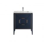 Vetro 30" Gloss Blue Vanity W/ Quartz Counter Top