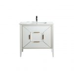 Vetro 36" Gloss White Vanity W/ Quartz Counter Top
