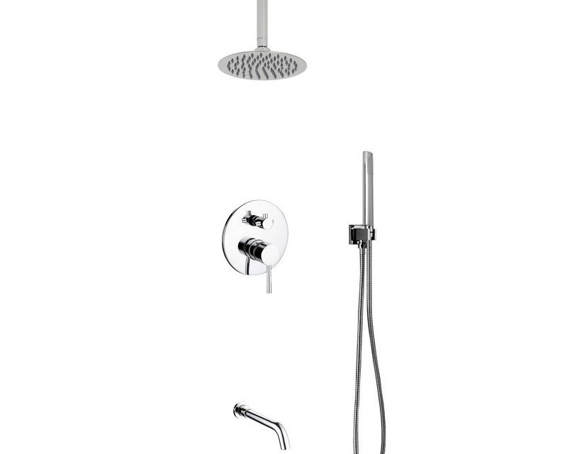 Aqua Rondo Shower Set w/ Ceiling Mount 8" Rain Shower, Handheld and Tub Filler